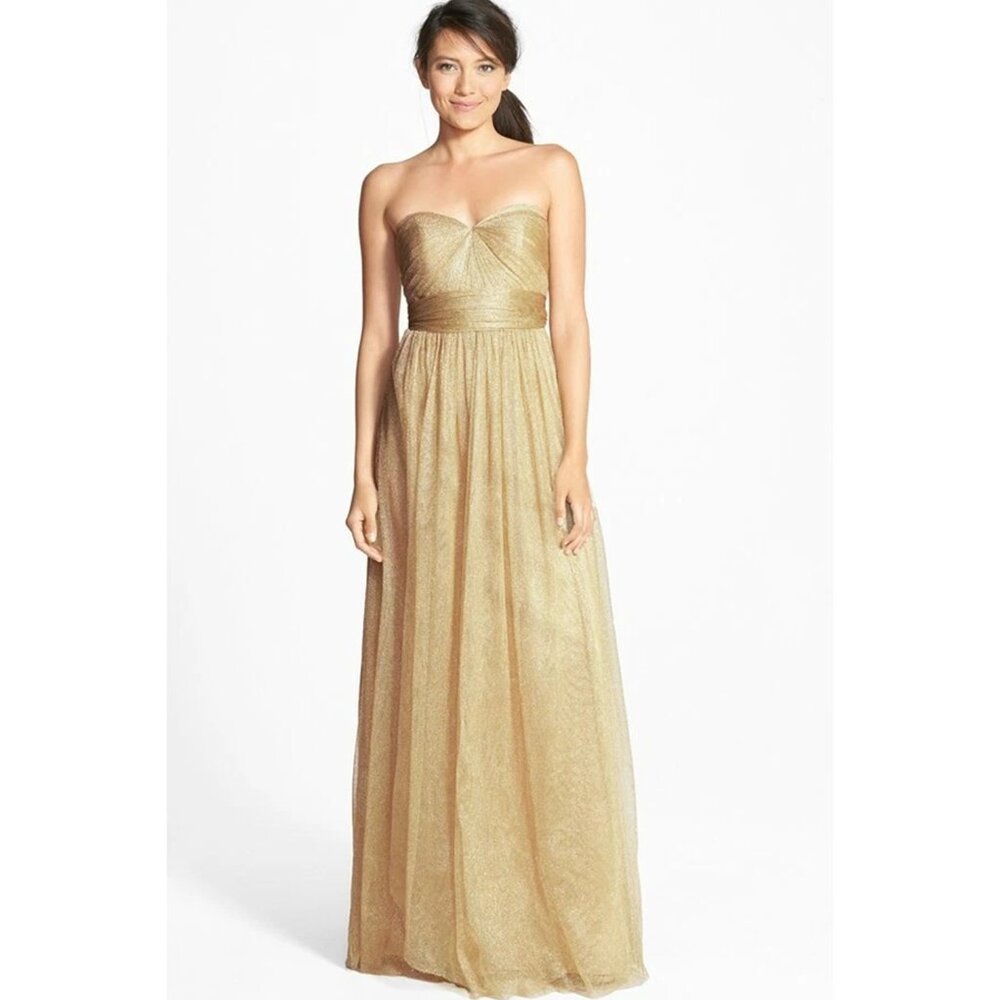 $330 Jenny Yoo Annabelle Convertible Tulle Column Dress Gown Bridesmaid GOLD 2